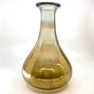 Anthropologie 10” Vase Decanter Clear Glass with Metallic Gold Copper Coloring